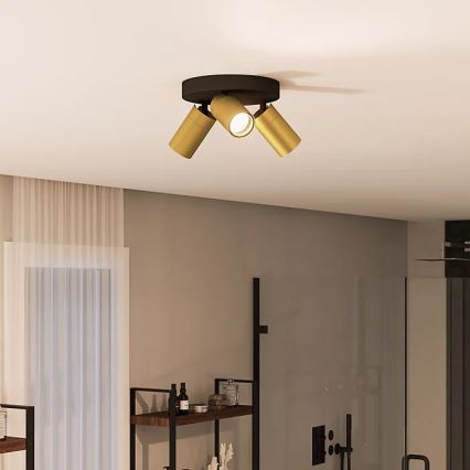 Philips - Vannas istabas starmetis IDRIS 3xGU10/5W/230V IP44 melna/zelta
