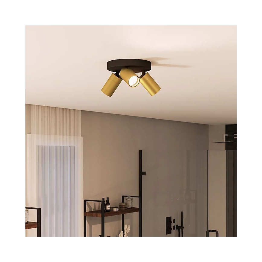 Philips - Vannas istabas starmetis IDRIS 3xGU10/5W/230V IP44 melna/zelta