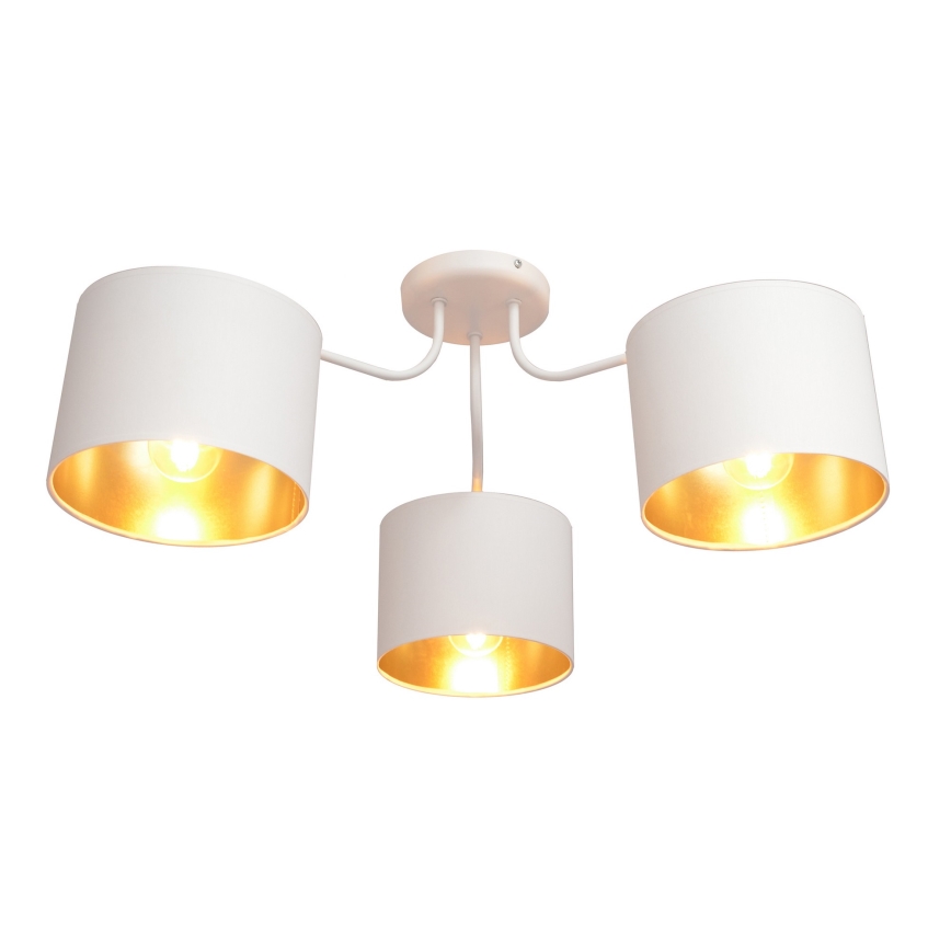 Pie virsmas stiprināma lustra ALBA 3xE27/15W/230V balta/zelta