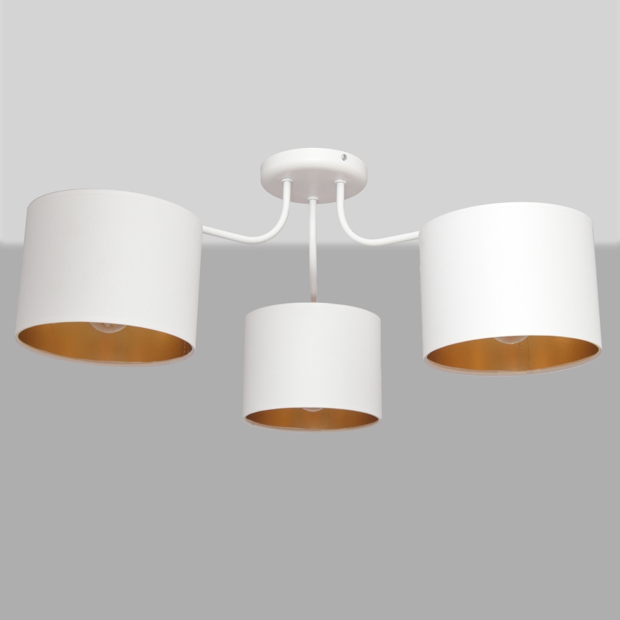 Pie virsmas stiprināma lustra ALBA 3xE27/15W/230V balta/zelta