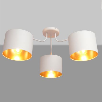 Pie virsmas stiprināma lustra ALBA 3xE27/15W/230V balta/zelta
