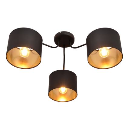 Pie virsmas stiprināma lustra ALBA 3xE27/15W/230V melna/zelta