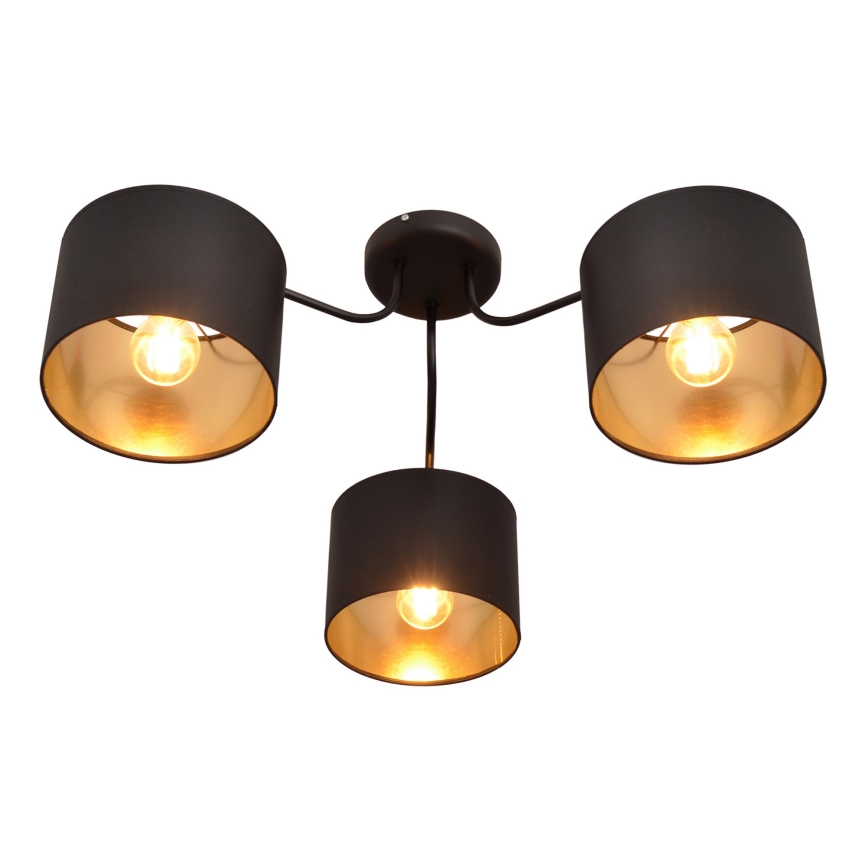 Pie virsmas stiprināma lustra ALBA 3xE27/15W/230V melna/zelta