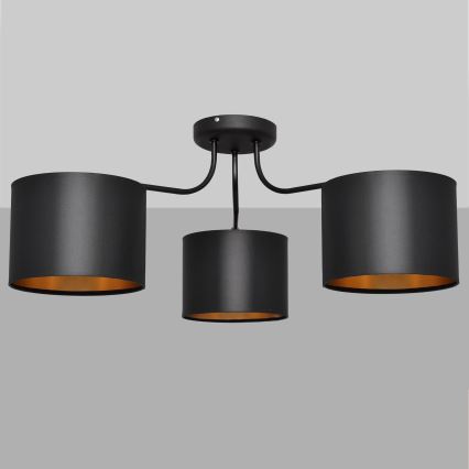 Pie virsmas stiprināma lustra ALBA 3xE27/15W/230V melna/zelta