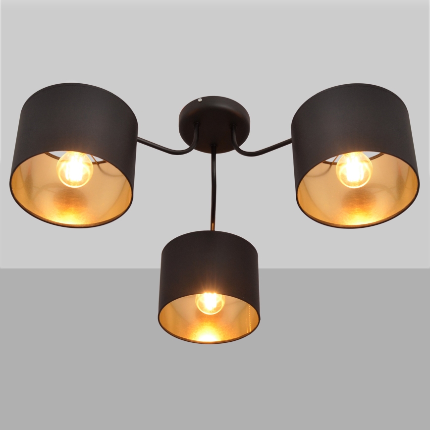 Pie virsmas stiprināma lustra ALBA 3xE27/15W/230V melna/zelta