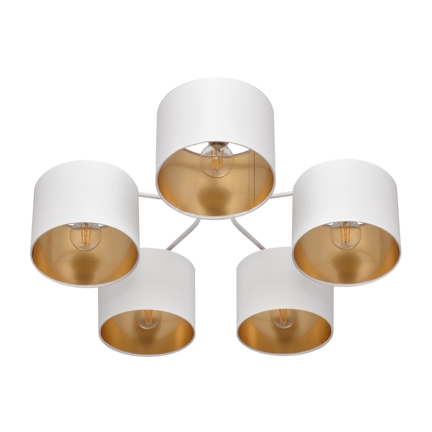 Pie virsmas stiprināma lustra ALBA 5xE27/15W/230V balta/zelta