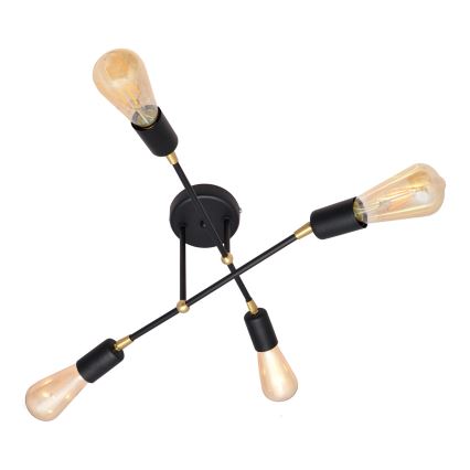 Pie virsmas stiprināma lustra ROSETTE 4xE27/15W/230V melna/zelta