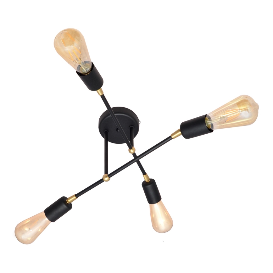 Pie virsmas stiprināma lustra ROSETTE 4xE27/15W/230V melna/zelta