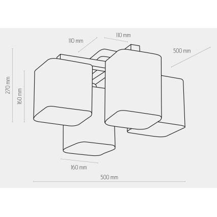 Pie virsmas stiprināma lustra TORA 4xE27/15W/230V balta