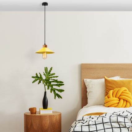 Piekaramā griestu lampa MANAVGAT ar kabeli 1xE27/40W/230V dzeltena/brūna
