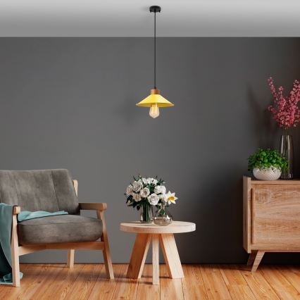 Piekaramā griestu lampa MANAVGAT ar kabeli 1xE27/40W/230V dzeltena/brūna