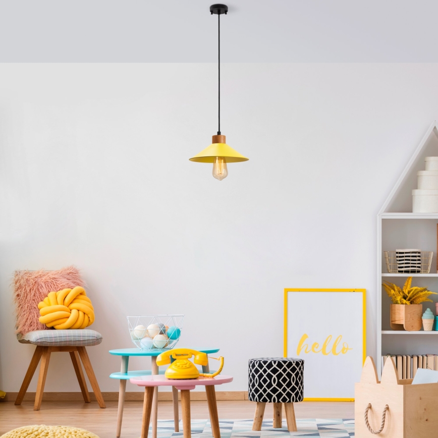 Piekaramā griestu lampa MANAVGAT ar kabeli 1xE27/40W/230V dzeltena/brūna