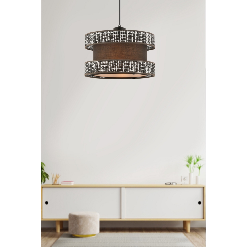 Piekaramā lampa ar kabeli HALO 1xE27/60W/230V brūna/pelēka