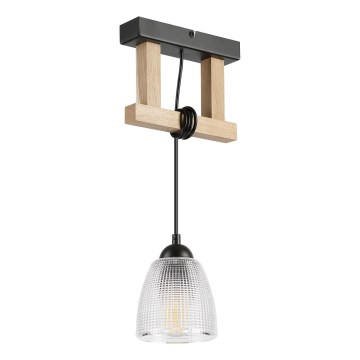 Piekaramā lampa ar kabeli LEANDRA 1xE27/15W/230V ozols/melna
