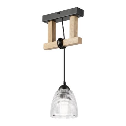 Piekaramā lampa ar kabeli LEANDRA 1xE27/15W/230V ozols/melna