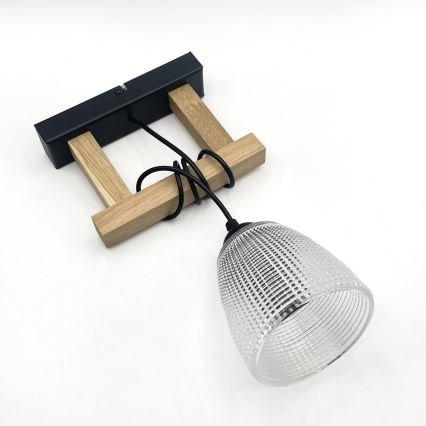 Piekaramā lampa ar kabeli LEANDRA 1xE27/15W/230V ozols/melna