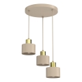 Piekaramā lampa ar kabeli PARKLA 3xE27/15W/230V bēša/zelta