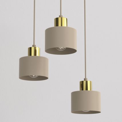 Piekaramā lampa ar kabeli PARKLA 3xE27/15W/230V bēša/zelta