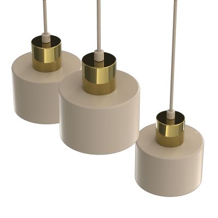 Piekaramā lampa ar kabeli PARKLA 3xE27/15W/230V bēša/zelta