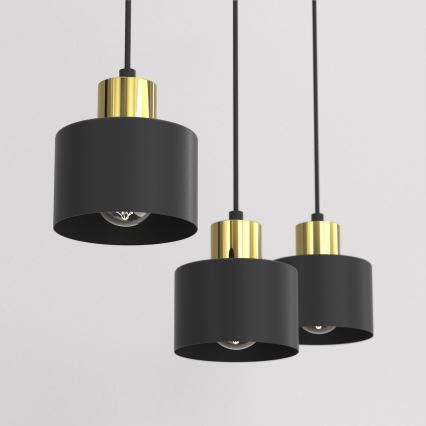 Piekaramā lampa ar kabeli PARKLA 3xE27/15W/230V melna