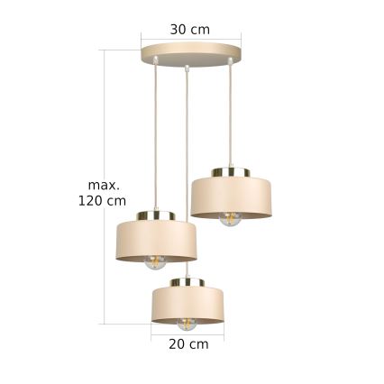 Piekaramā lampa ar trosīti IGNIA 3xE27/60W/230V taupe