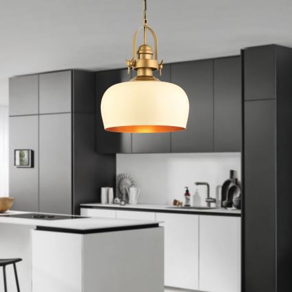 Piekārama lampa ar vadu MONZA 1xE27/40W/230V Ø 30 cm krēmkrāsas/bronzas
