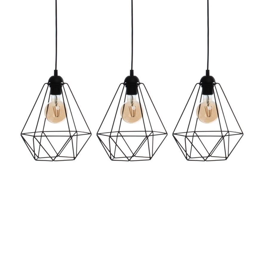 Piekarama lampa BASKET 3xE27/60W/230V, melna