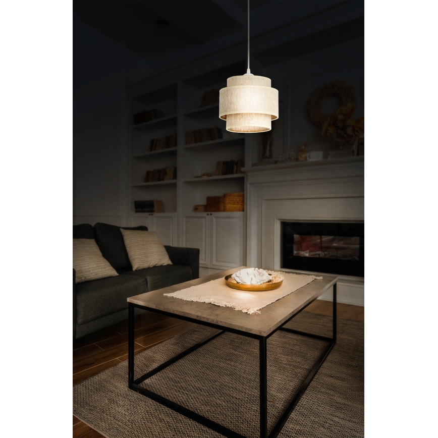 Piekaramā lampa BOHO ar vadu 1xE27/60W/230V Ø 20 cm, balta