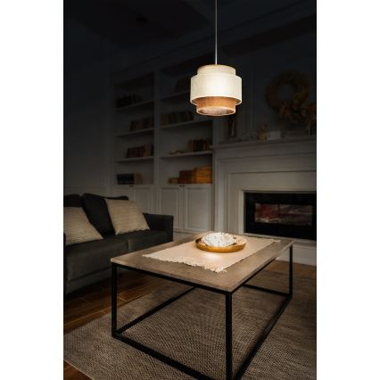 Piekaramā lampa BOHO ar vadu 1xE27/60W/230V Ø20 cm balta/džuta