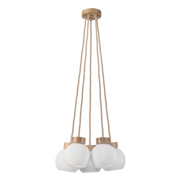 Piekaramā lampa LOOMIS uz vada 5xE27/15W/230V 83 cm bēša/ozols