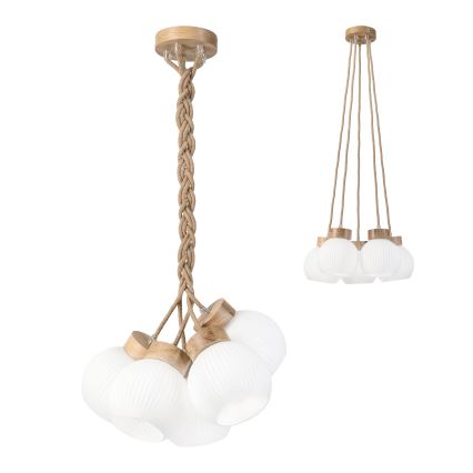 Piekaramā lampa LOOMIS uz vada 5xE27/15W/230V 83 cm bēša/ozols