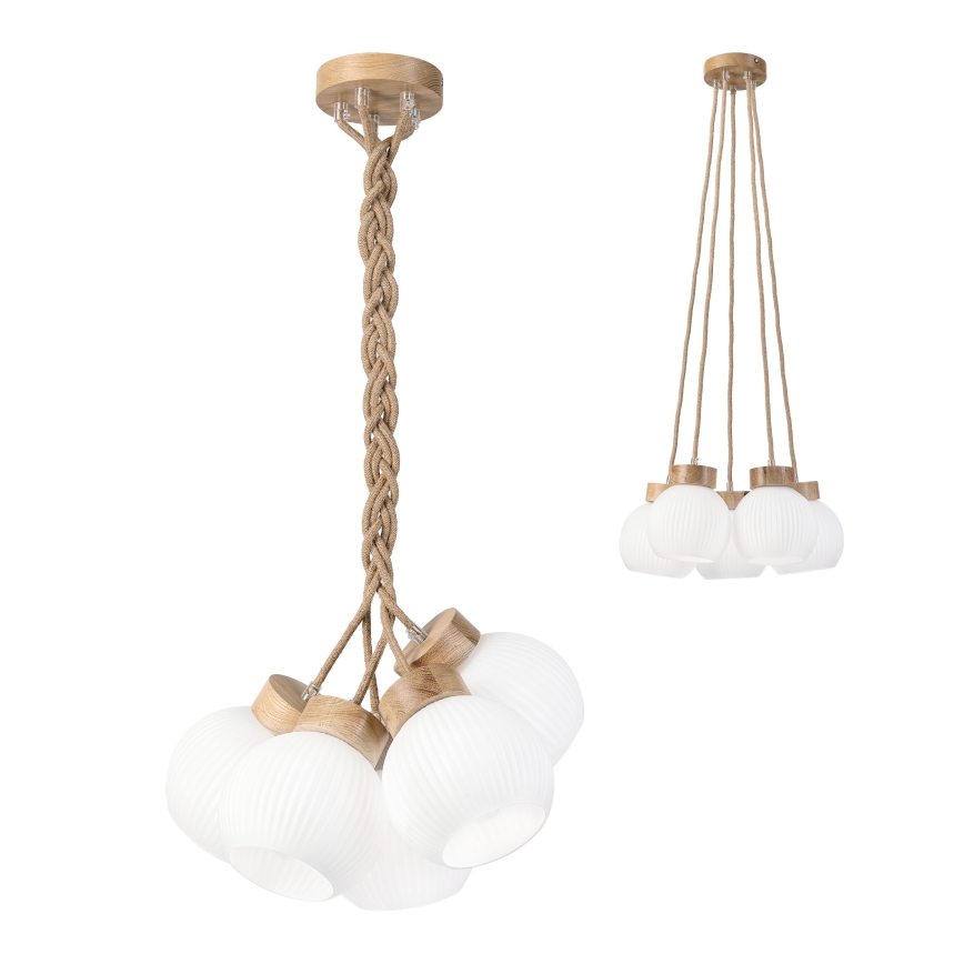 Piekaramā lampa LOOMIS uz vada 5xE27/15W/230V 83 cm bēša/ozols