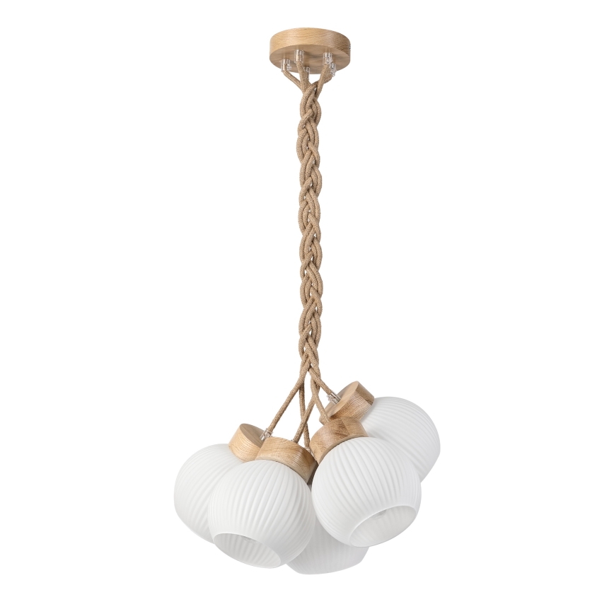 Piekaramā lampa LOOMIS uz vada 5xE27/15W/230V 83 cm bēša/ozols