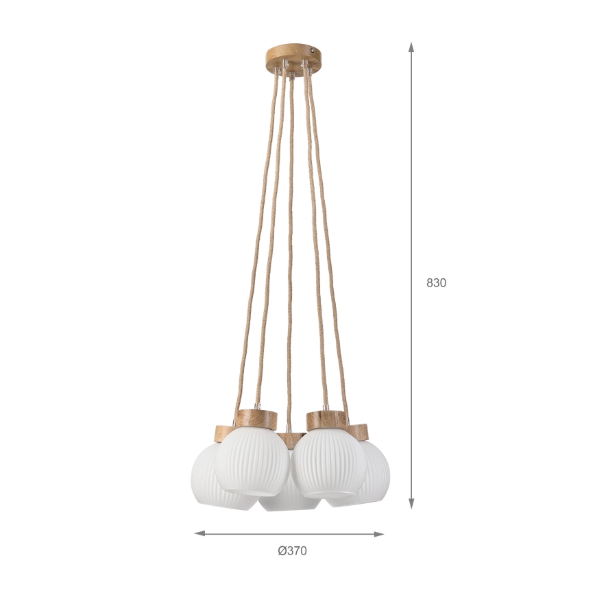 Piekaramā lampa LOOMIS uz vada 5xE27/15W/230V 83 cm bēša/ozols