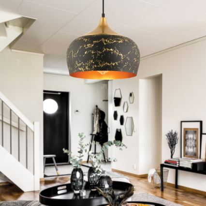 Piekaramā lampa MONZA ar kabeli 1xE27/40W/230V Ø 30 cm melna/bronzas