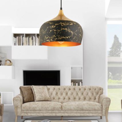 Piekaramā lampa MONZA ar kabeli 1xE27/40W/230V Ø 30 cm melna/bronzas