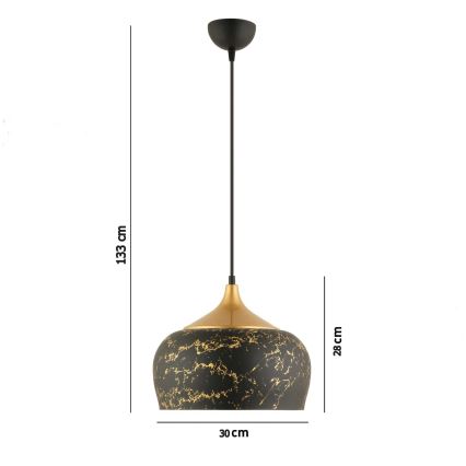 Piekaramā lampa MONZA ar kabeli 1xE27/40W/230V Ø 30 cm melna/bronzas