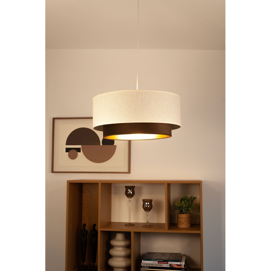 Piekaramā lampa NATIA 1xE27/60W/230V Ø 45 cm balta/brūna