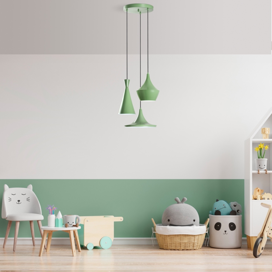 Piekaramā lampa TOM 3xE27/40W/230V zaļa