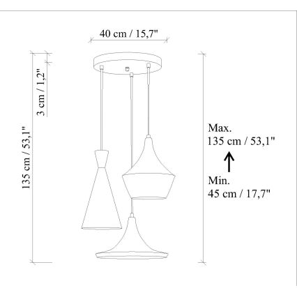 Piekaramā lampa TOM 3xE27/40W/230V zaļa
