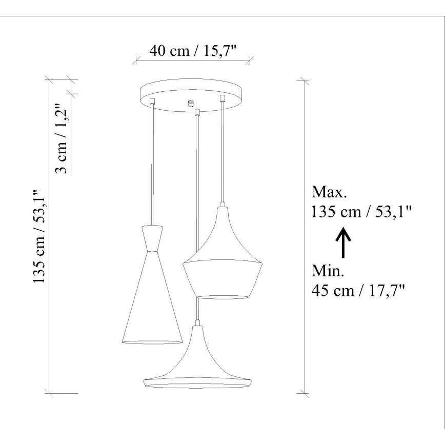 Piekaramā lampa TOM 3xE27/40W/230V zaļa