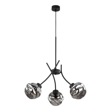 Piekaramā lampa uz kabeļa ZULIA 3xE27/15W/230V melna/dūmakaina melna