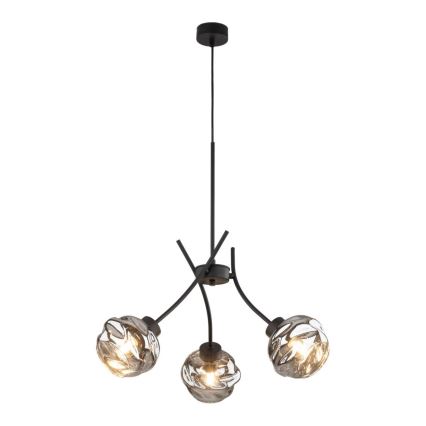 Piekaramā lampa uz kabeļa ZULIA 3xE27/15W/230V melna/dūmakaina melna