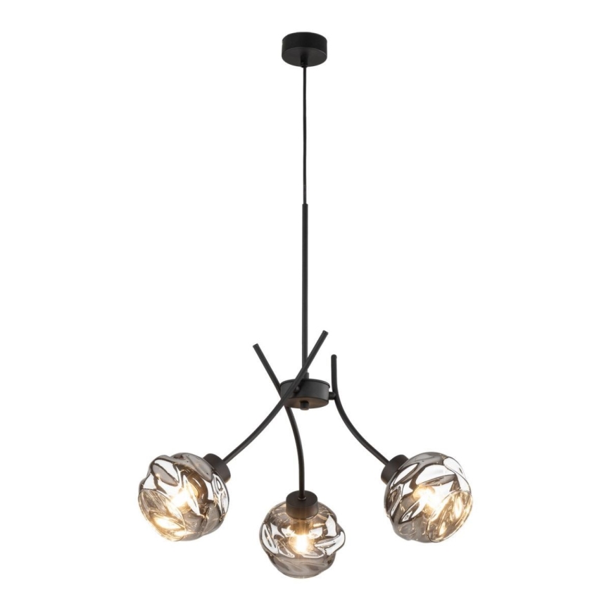 Piekaramā lampa uz kabeļa ZULIA 3xE27/15W/230V melna/dūmakaina melna