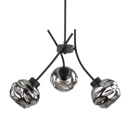Piekaramā lampa uz kabeļa ZULIA 3xE27/15W/230V melna/dūmakaina melna