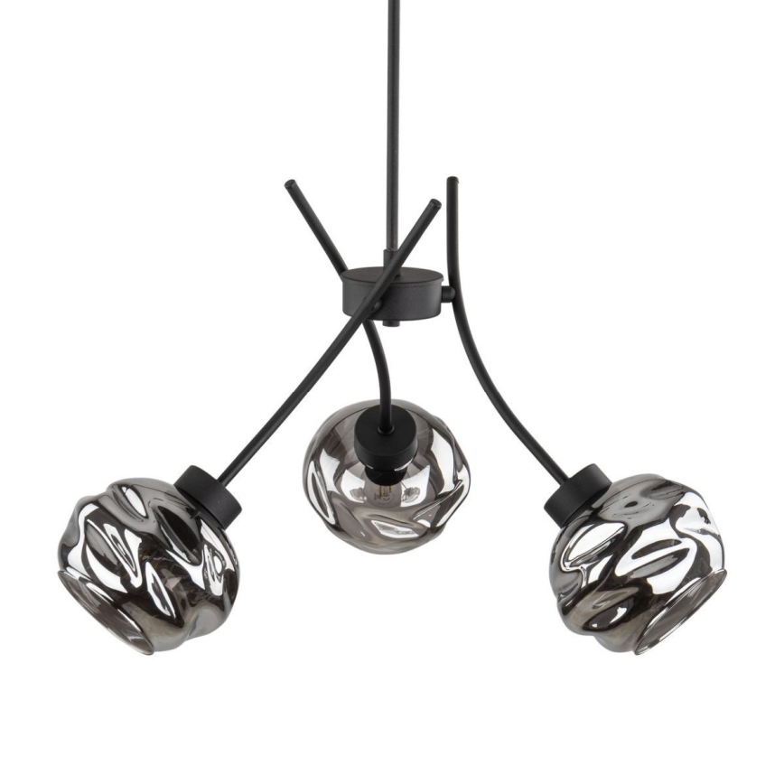 Piekaramā lampa uz kabeļa ZULIA 3xE27/15W/230V melna/dūmakaina melna