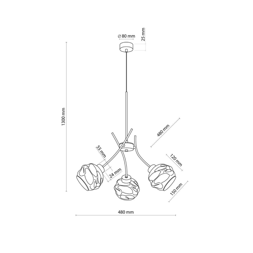 Piekaramā lampa uz kabeļa ZULIA 3xE27/15W/230V melna/dūmakaina melna
