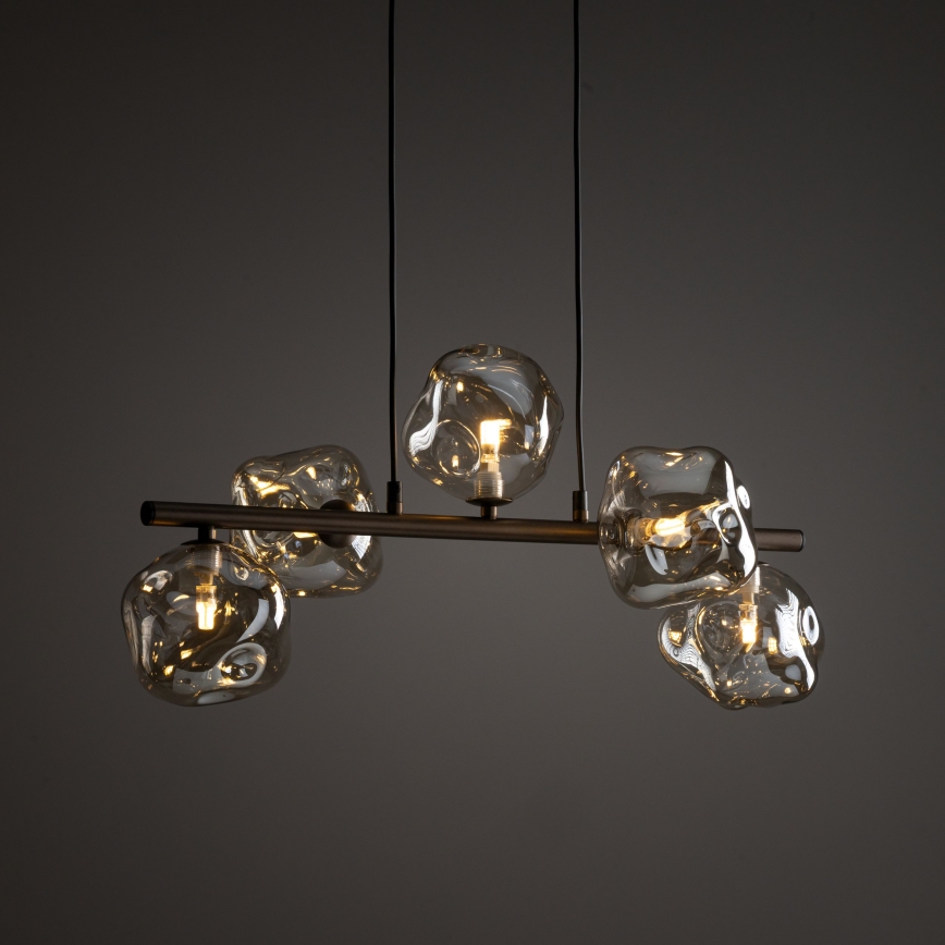 Piekaramā lampa uz troses LAVA 5xG9/8W/230V bronzas/dūmakaini bēša