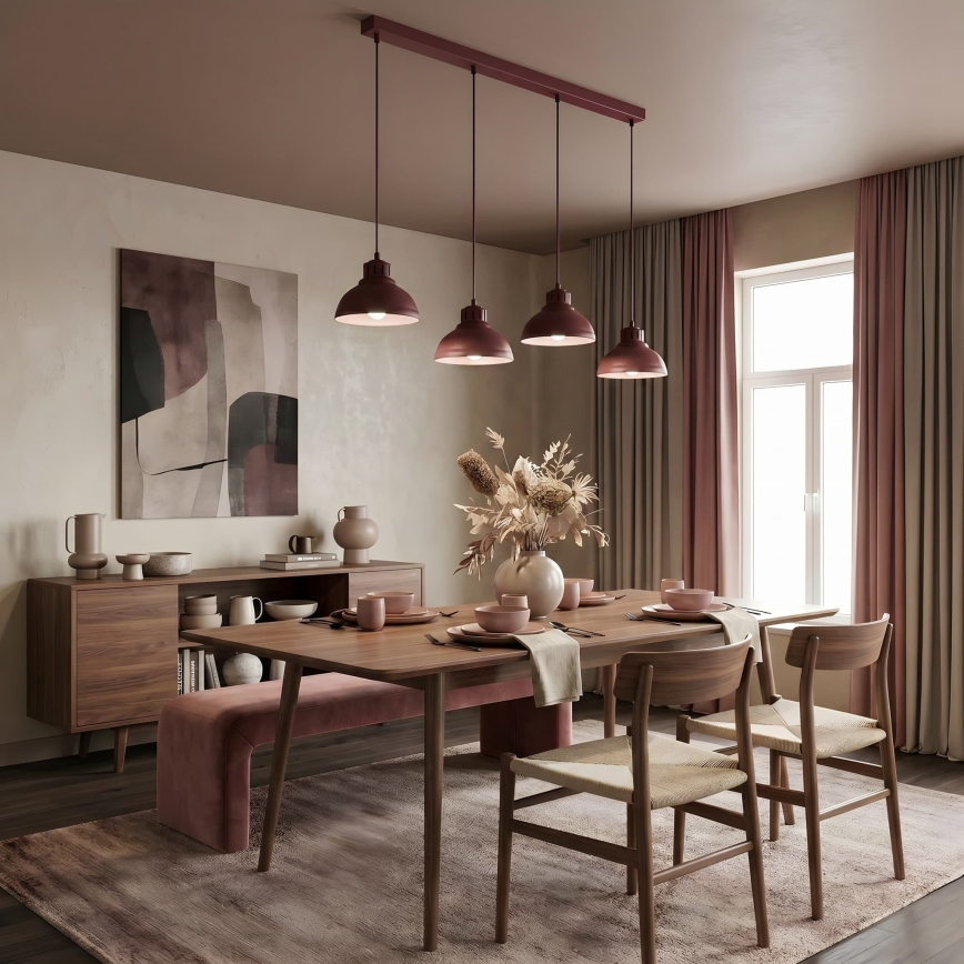 Piekaramā lampa uz vada SVEN 4xE27/15W/230V, burgundijas krāsa