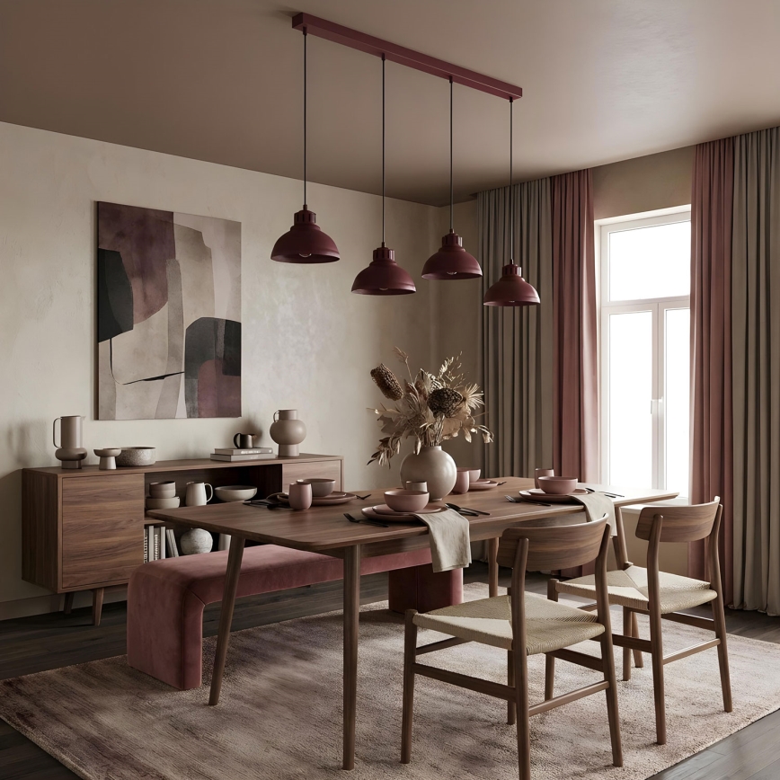 Piekaramā lampa uz vada SVEN 4xE27/15W/230V, burgundijas krāsa
